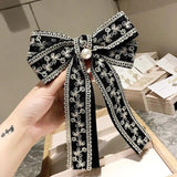 Vintage Fabric Big Bow Brooch Lace Embroidery Bowkont Necktie