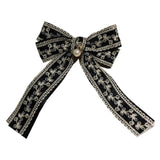 Vintage Fabric Big Bow Brooch Lace Embroidery Bowkont Necktie