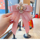 Pink Lace Bow Tie Brooches for Women