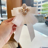 Pink Lace Bow Tie Brooches for Women
