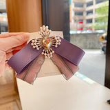 Pink Lace Bow Tie Brooches for Women