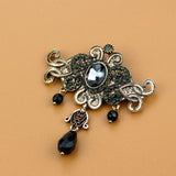 Vintage Algeria Morocco Jewelry Crystal Bohemia Brooch