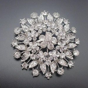 68MM Floral Rhinestone Brooch Pin - Wedding Jewelry