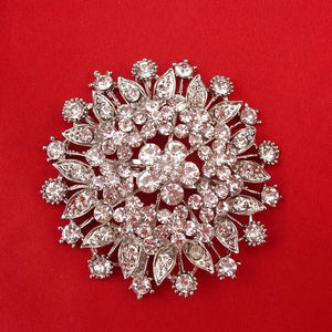 68MM Floral Rhinestone Brooch Pin - Wedding Jewelry