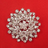 68MM Floral Rhinestone Brooch Pin - Wedding Jewelry