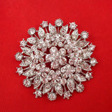68MM Floral Rhinestone Brooch Pin - Wedding Jewelry