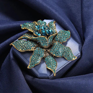 Women Large Crystal Flower Brooch Lady Party Pins Corsage