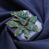 Women Large Crystal Flower Brooch Lady Party Pins Corsage