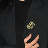 5 Leather Number Brooches Crystal Rhinestone Star Gift