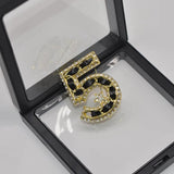 5 Leather Number Brooches Crystal Rhinestone Star Gift