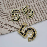5 Leather Number Brooches Crystal Rhinestone Star Gift