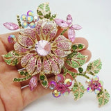 Elegant Amethyst Rhinestone Butterfly Brooch for Women