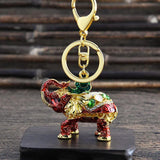 Enamel Elephant Keychain Crystal Animal Bag Pendant Keyrings