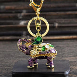 Enamel Elephant Keychain Crystal Animal Bag Pendant Keyrings