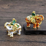 Enamel Elephant Keychain Crystal Animal Bag Pendant Keyrings