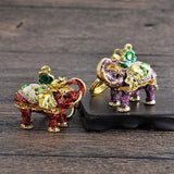 Enamel Elephant Keychain Crystal Animal Bag Pendant Keyrings