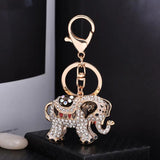 Enamel Elephant Keychain Crystal Animal Bag Pendant Keyrings
