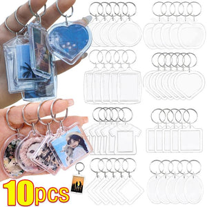 Clear Acrylic Picture Keychain - DIY Insert Photo Split Key Ring Frame