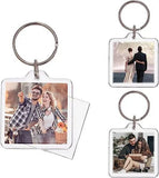 Clear Acrylic Picture Keychain - DIY Insert Photo Split Key Ring Frame