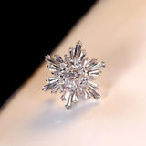 Silver Snowflake Crystal Brooch Round Safety Pin