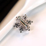Silver Snowflake Crystal Brooch Round Safety Pin