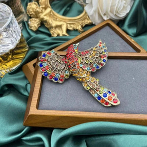 Vintage Colorful Rhinestone Bird Brooch Pins Baroque Palace Parrot Crystal