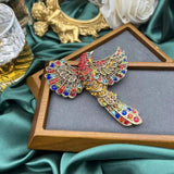 Vintage Colorful Rhinestone Bird Brooch Pins Baroque Palace Parrot Crystal