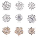 Gold Rhinestone Flower Brooch for Women