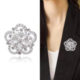 Gold Rhinestone Flower Brooch for Women