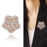 Gold Rhinestone Flower Brooch for Women