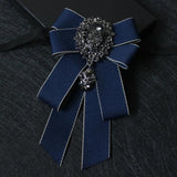 Retro Ribbon Bow Tie Brooch Rhinestones Necktie Suit Pin