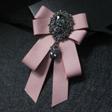 Retro Ribbon Bow Tie Brooch Rhinestones Necktie Suit Pin