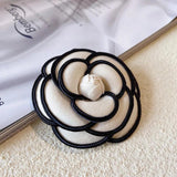 Fabric Camellia Flower Brooch Pins Crystal Corsage Wedding Brooches