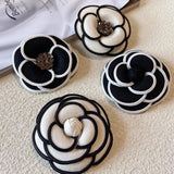 Fabric Camellia Flower Brooch Pins Crystal Corsage Wedding Brooches