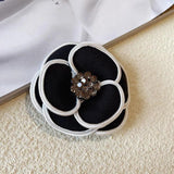 Fabric Camellia Flower Brooch Pins Crystal Corsage Wedding Brooches