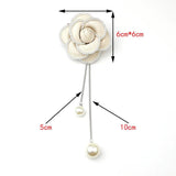 Camellia Pearl Tassel Flower Brooch Pin Women Clothing Jewelry Accessories
