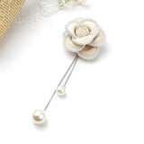Camellia Pearl Tassel Flower Brooch Pin Women Clothing Jewelry Accessories