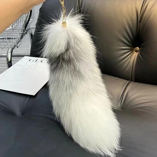 Real Fox Fur Tail Keychain Wolf Tail Fur Tassel Bag Charm Tag