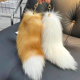 Real Fox Fur Tail Keychain Wolf Tail Fur Tassel Bag Charm Tag