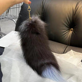 Real Fox Fur Tail Keychain Wolf Tail Fur Tassel Bag Charm Tag