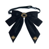 Velvet Bow Tie Brooch Pins Fabric Flower Rhinestone Necktie for Women