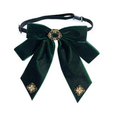 Velvet Bow Tie Brooch Pins Fabric Flower Rhinestone Necktie for Women