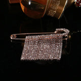 Crystal Tassel Chain Brooches Women's Pins for Jewelry