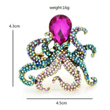 Sparkling Squid Brooches Full Rhinestone Lovely Fish Office Party Pins