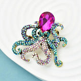 Sparkling Squid Brooches Full Rhinestone Lovely Fish Office Party Pins