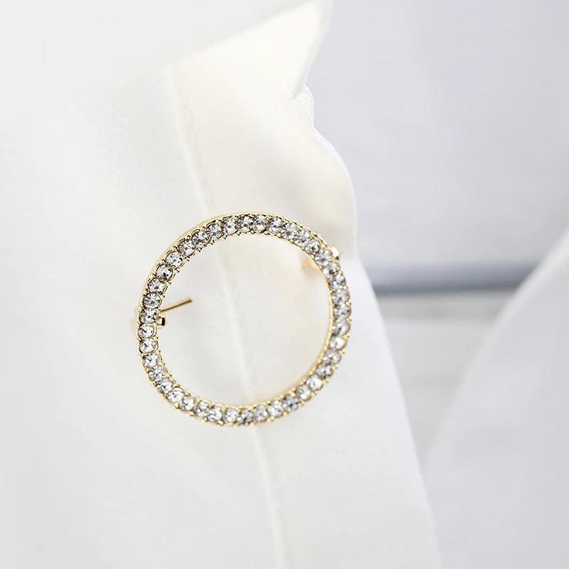 Round Rhinestone Pearl Brooch Shawl Clip Crystal Brooch Ladies Gift