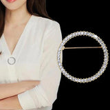 Round Rhinestone Pearl Brooch Shawl Clip Crystal Brooch Ladies Gift