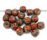 100pcs Painted Drum Wood Beads for Charm Bracelet