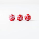 20Pcs Pink Heart Printed Wooden Beads for Bracelets Making