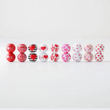 20Pcs Pink Heart Printed Wooden Beads for Bracelets Making